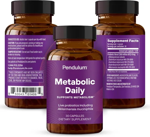 Vista 2 de Pendulum Metabolic Daily - Mezcla patentada de Akkeramansia, Anaerobutyricum, Clostridium y más para mejorar el metabolismo del azúcar