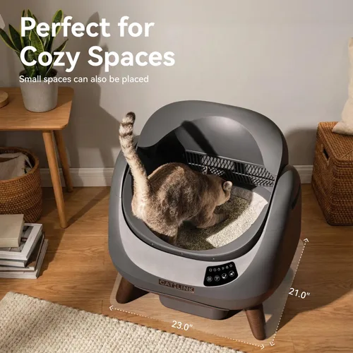 Vista 2 de CATLINK Caja de arena para gatos autolimpiante con tapa abierta para Gris