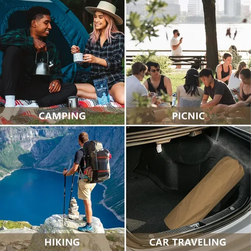 Vista 10 de WILD FUN Colchoneta de dormir doble, colchón de campamento de 2 pulgadas para 2 personas con almohada, almohadilla de campamento autoinflable