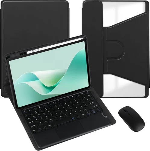 Vista 13 de Funda para tableta Samsung Galaxy Tab A8 de 10.5 pulgadas, teclado redondo inalámbrico desmontable Bluetooth, cubierta trasera transparente