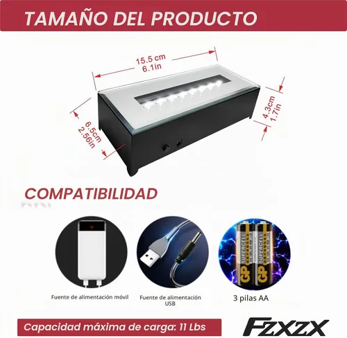 Vista 6 de Base de exhibición de luz LED rectangular para cristales, soporte de exhibición de luz artística de cristal, lámpara de adorno de luz LED 3D