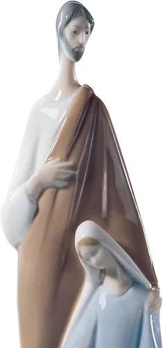 Vista 2 de LLADRÓ Figura de Belén de Porcelana Brillante Grande. Decoración de Navidad. Porcelana Sagrada Familia