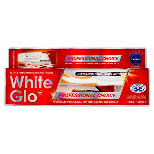 Vista 2 de White Glo Professional Choice - Pasta dental blanqueadora con protección contra caries, fórmula blanqueadora altamente eficaz, baja abrasión