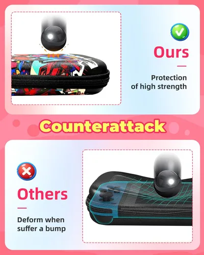 Vista 5 de Xinocy Carrying Case for Nintendo SwitchSwitch OLED Travel Carry Cases for Kids Boys Teen Girls Cute Kawaii Design Aesthetic Portable Hard Shell