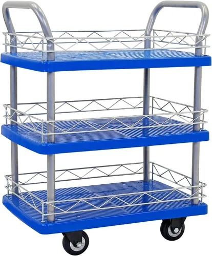 Vista 7 de JORESTECH Carro de plataforma Dolly Warehouse Moving Push Hand Truck (rueda de goma de 2 pisos de 330 libras)