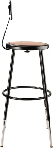 Vista 3 de National Public Seating Taburete de acero ajustable de 24" con respaldo, negro (6224HB-10)