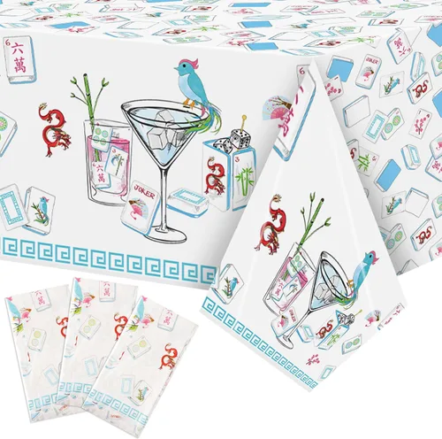 Vista 10 de K1tpde Mantel de plástico desechable para despedida de soltera de 3 piezas con temática costera, diseño de copa de vino azul, diseño de estrella