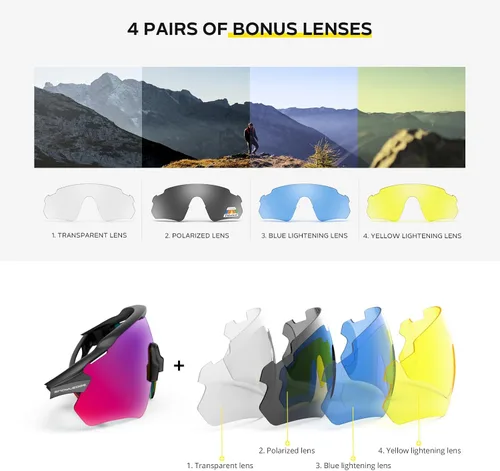 Vista 5 de Cycling Glasses, TR90 Unbreakable Frame Polarized Anti-UV400 Sports Sunglasses