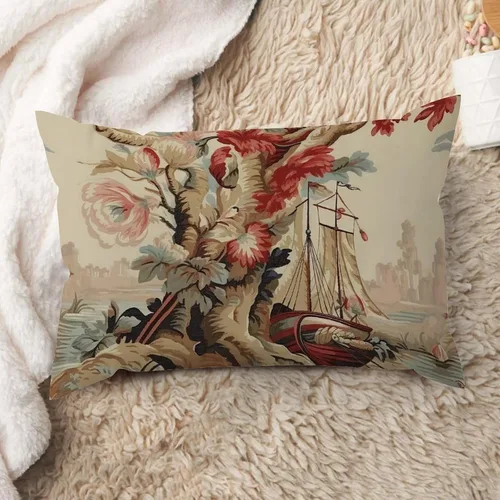 Vista 22 de ArogGeld Funda de cojín lumbar asiática de estilo chinoiserie, de lino marrón, pájaro y flor, funda de almohada asiática para sala de estar, A-6