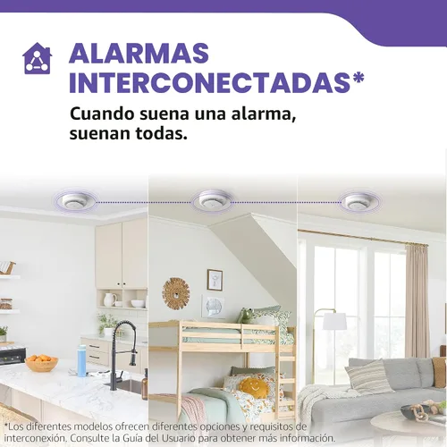 Vista 6 de Kidde - Detector de humo, funciona con pilas AA, indicadores de luz de advertencia LED, paquete de 1 unidad, blanco, 30CUAR