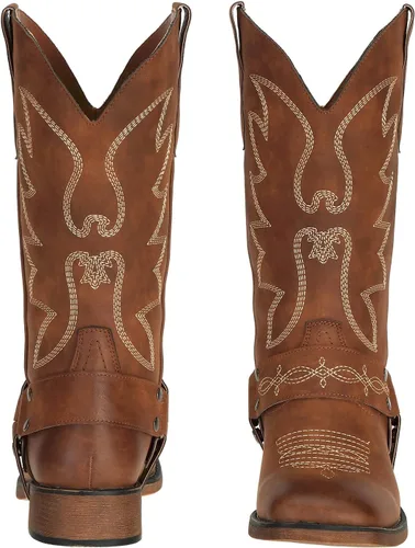 Vista 2 de SheSole Botas vaqueras con punta cuadrada para mujer, estilo vaquero, pantorrilla ancha, zapatos occidentales a la moda