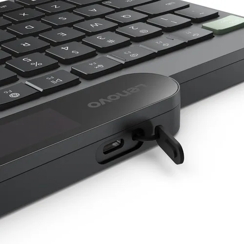 Vista 14 de Lenovo 800 Teclado Bluetooth Autocargable, Utiliza Luz Ambiental para la Carga, Bluetooth 5.1, Soporta 3 Dispositivos, Sin Batería, Inalámbrico, Gris