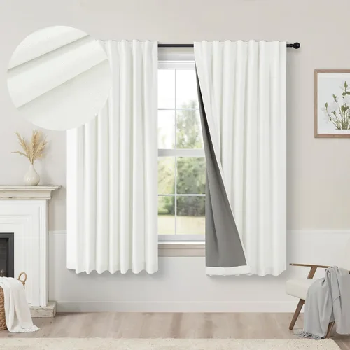 Vista 60 de Pitalk Cortinas cortas 100% opacas de lino para cafetería, 40 pulgadas de largo, 2 paneles, cortinas de puerta francesa para ventana, cortina