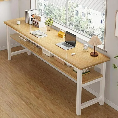 Vista 9 de Escritorio de oficina cuadrado de 15.7 pulgadas de frente a atrás, mesa larga rectangular para sala de estar, escritorio extra largo, estante