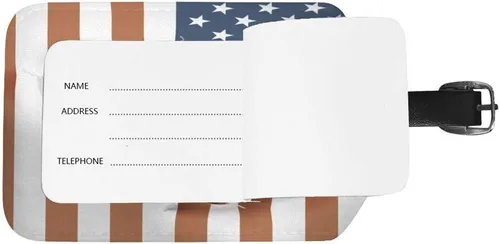 Vista 3 de Guitong - Etiqueta de equipaje de viaje con águila calva, bandera americana, etiqueta de maleta, identificador de viaje, cuero inteligente