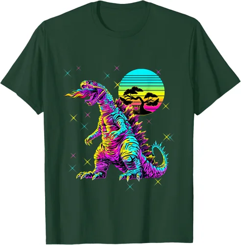 Vista 36 de Cool Streetwear synthwave 80s 90s retro anime snakezilla camiseta, Negro