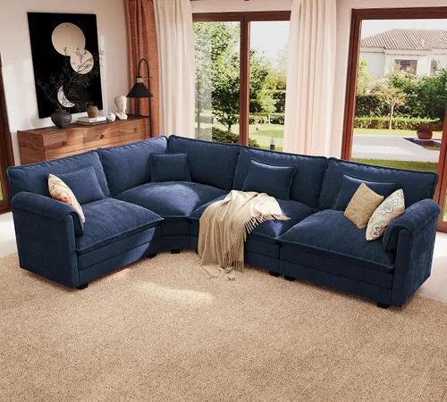 Vista 61 de Sofá modular de gran tamaño de 113 pulgadas, cómodo sofá en forma de L con funda extraíble, asiento ancho y profundo moderno para sala de estar