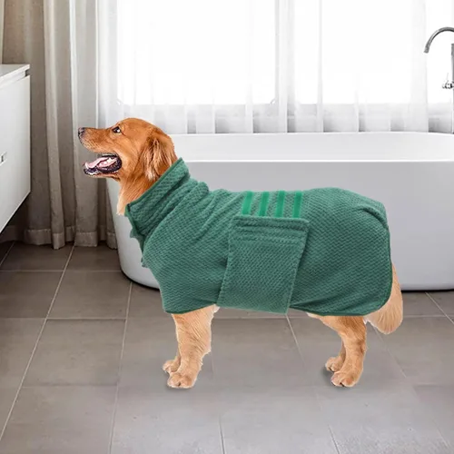 Vista 6 de Geyecete Pineapple Grid - Toalla de baño súper absorbente para perros y gatos, de secado rápido, color verde, talla XS
