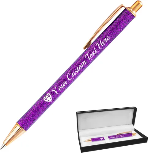 Vista 57 de Hasta 100 bolígrafos personalizados con nombre a granel, bolígrafo con purpurina de impresión personalizada, grabado gratis, texto con logotipo