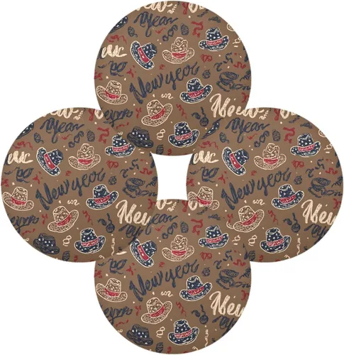 Vista 2 de Cowboy New Year Place mat Round placemats for Dining Table Set of 4 15x15 in manteles redondos para mesa