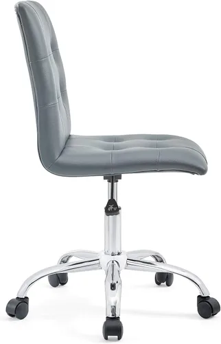 Vista 5 de Modway Prim Silla de oficina giratoria sin brazos con respaldo medio acanalado en gris