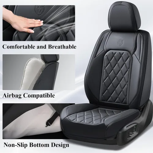 Vista 5 de Coverado Funda protectora para asiento delantero y trasero, ajuste universal, piel y tela, color rojo