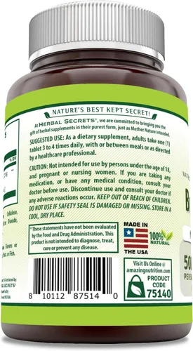 Vista 3 de Herbal Secrets Suplemento de bromelina de 500 mg en tabletas Sin OMG Sin gluten Fabricado en Estados Unidos (60 unidades)