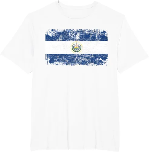 Vista 11 de EL SALVADOR Bandera Vintage Hombres Mujeres Niños Camiseta EL SALVADOR