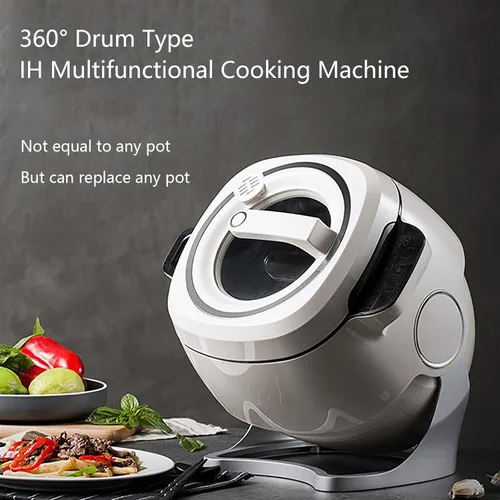 Vista 2 de Máquina de cocción automática, robot automático para freír, robot de cocina de panel táctil de 6 L, con rotación de 360°, calefacción completa 3D