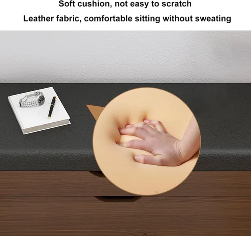 Vista 4 de IPSU Zapatero de entrada con asiento, banco de zapatos de 3 niveles con cajón abatible para niños y adultos, moderno zapatero independiente