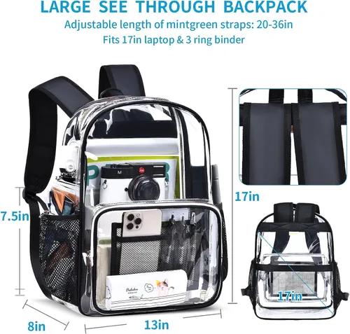 Vista 4 de BYXEPA Mochila transparente resistente TPU transparente, Negro