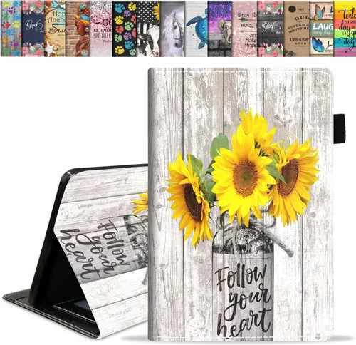 Vista 8 de Funda para tablet Kindle Fire 7 (12ª generación, versión 2022) último modelo de 7 pulgadas, funda delgada de piel sintética con soporte para tarjeta