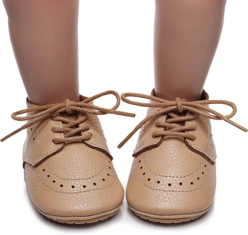Vista 4 de Mocasines de cuero para bebés, niños y niñas, cómodos zapatos de vestir Oxford, zapatos de boda, zapatos para primeros pasadores, zapatos de cuna