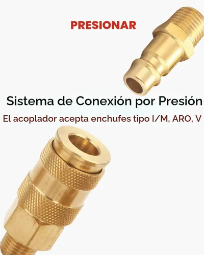 Vista 3 de Kit de acoplador y enchufe de alto flujo profesional (7 piezas), estilo V, NPT de 1/4 de pulgada, juego de accesorios de aire de conexión rápida