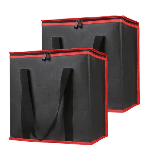 Vista 30 de Bodaon Bolsa de entrega de pizza aislada, 20" x 20" x 8" bolsas calentadoras de pizza para mantener caliente, bolsa aislada para entrega de Negro