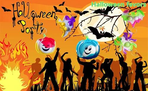 Vista 3 de Paquete de 30 llaveros a granel para Halloween, fantasma, calabaza, araña, murciélago, burbujas, mini llavero, recuerdos de fiesta de Halloween
