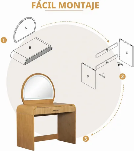 Vista 5 de Montary Mesa de tocador de maquillaje de 39 pulgadas con espejo iluminado con pantalla táctil, tocador de madera de goma con cajón grande