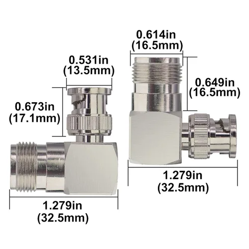 Vista 4 de Conector UHF a BNC en forma de L, conector BNC macho a UHF hembra, conector BNC a UHF SO239 de ángulo recto de 90 grados para radio/antena/escáner