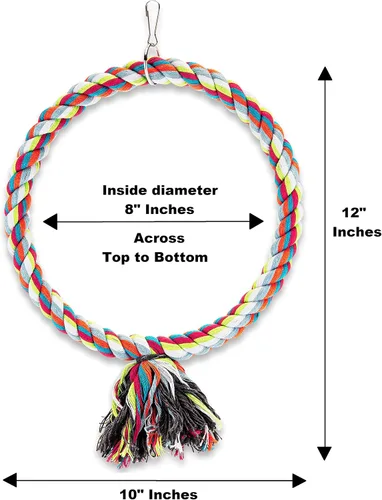 Vista 2 de Percha de algodón grande con forma de cuerda para pájaros, fabricada con materiales naturales, segura para trepar y masticar, ideal para loros
