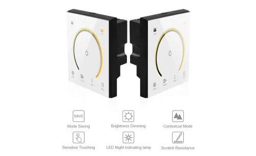 Vista 9 de AMKI Interruptor de pared LED, controlador LED, cubierta de plástico montado en la pared, interruptor de panel táctil para DC12V-24V 3528 2835 5050