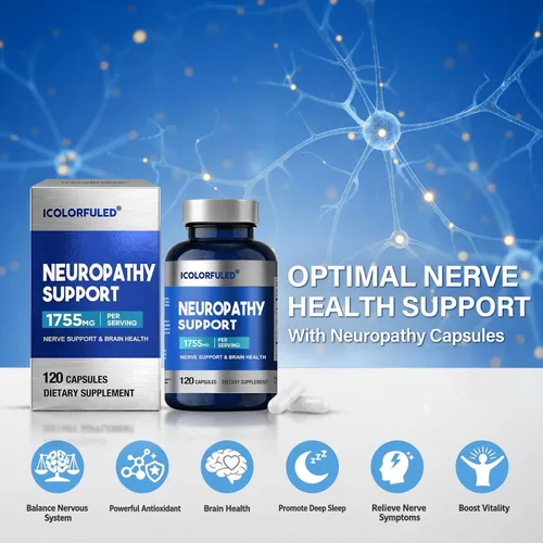 Vista 8 de icolorfuled Suplementos de neuropatía, salvador de nervios para neuropatía con 600 mg de ácido alfa lipoico y vitaminas B, fortalecen los nervios