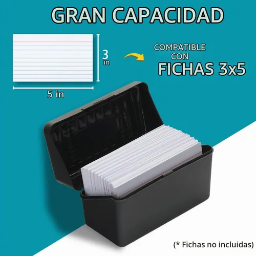 Vista 3 de H4D Portatarjetas de índice 3x5, organizador de caja de tarjetas de índice