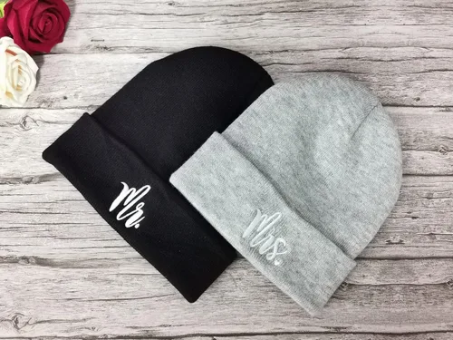 Vista 2 de Hepandy Gorros de punto Mr and Mrs para hombre y mujer