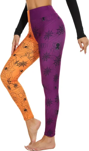 Vista 2 de Eyanse Leggings de Halloween, leggings de Navidad para mujer, cintura alta cepillada suave