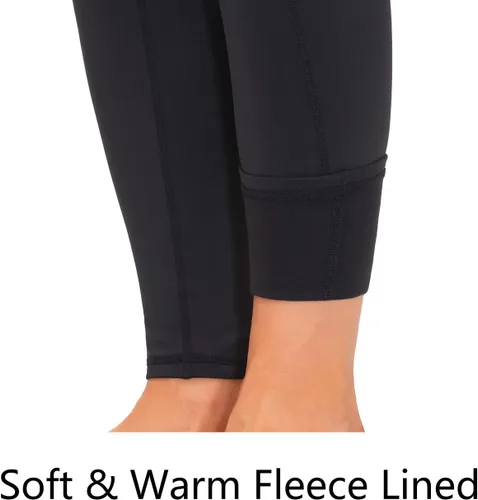 Vista 4 de THE GYM PEOPLE Pantalones de yoga gruesos de cintura alta con bolsillos, forro polar, control de abdomen, leggings de entrenamiento para mujer