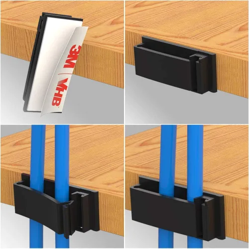 Vista 7 de XIAOXI Clips para cables con fuerte autoadhesivo, abrazaderas de alambre multiusos para organización de cables y corridos de cables, soporte