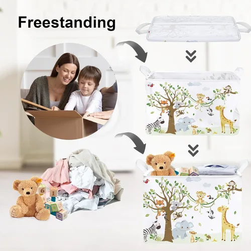 Vista 3 de Clastyle Woodland Nursery Animal Tree Baby Gift Storage Basket para habitación de niños Impermeable grande ropa sucia libro regalo juguete