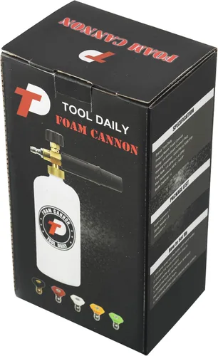 Vista 6 de Tool Daily - Cañón de espuma con conector rápido de 1/4 pulgadas, botella de 33.8 onzas líquidas, 5 puntas de boquilla para lavado a presión Cañón