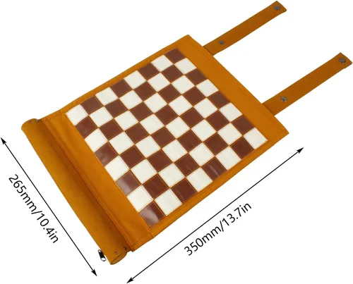 Vista 2 de Andux Juego de ajedrez portátil de microfibra de backgammon plegable PGSLQ-01 (ajedrez 3 en 1 - marrón)
