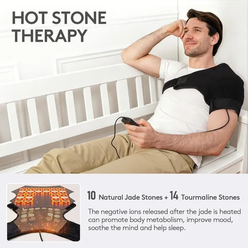 Vista 3 de UTK Almohadilla térmica de hombro infrarrojo lejano, caliente a 159 ℉, regalo para hombres, almohadillas térmicas para aliviar el dolor del manguito